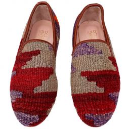 Turkish Kilim Loafers | Red with Muted Colors