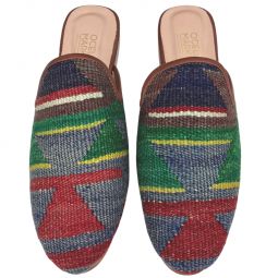 Turkish Kilim Mule Blue, Green and Red