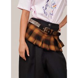 Pleated Skirt Belt - Brown Check