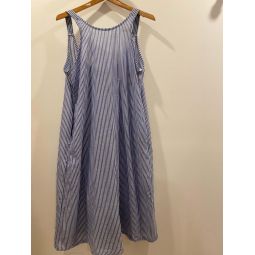 Lisa Backless Cotton Dress - Blue Stripe