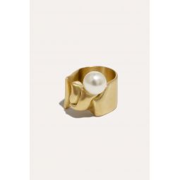 Crumple Ring - Pearl/Gold Vermeil