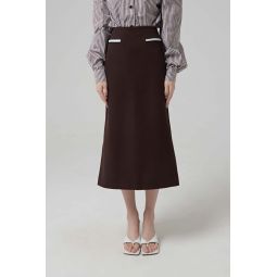 Wool Low-waist Long Skirt with Pockets