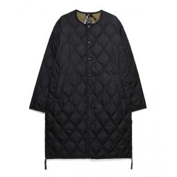 Taion Long Military Crew Neck Quilted Coat - Black