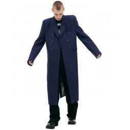 Wool Double-Breasted Coat - Navy Blue