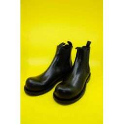 Leather Bulb Toe Chelsea Boot - Black