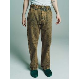 Marble Dyed Denim Trousers - Brown