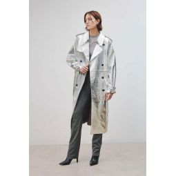 Pierre Leather Trench - Metallic Silver
