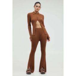 Hooked In Knit Flare Pant - Cinnamon