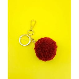 Merino Wool Pom Pom Key Chain - Red
