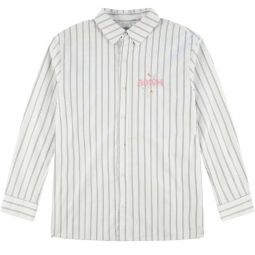 Nafnuf Logo Cotton Striped Shirt - Off White