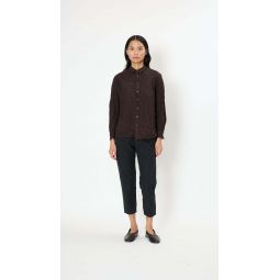 Crinkle Finish Fitted Shirt - Brown