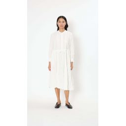 Crinkle Finish Long Dress - White