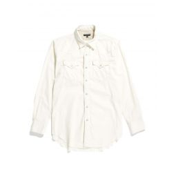 Cotton Micro Sanded Twill Combo Western Shirt - Ivory