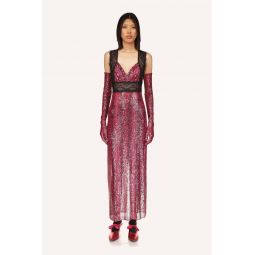 Snakeskin Sequin & Lace Dress - Ruby Multi
