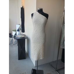 One Shoulder Knit Dress - Ecru