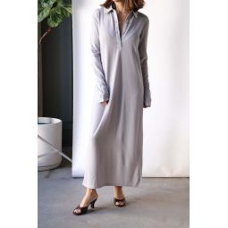 Wool Jersey Polo Shirtdress - Grey Agate