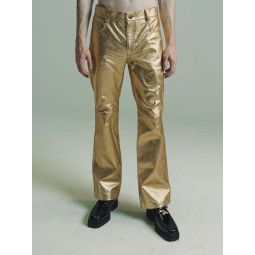 Lamb Leather Flare Trousers - Gold