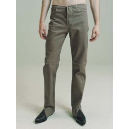 NO.155 Coated Denim Slit Trousers - Brown
