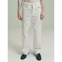 Optic Twisted Denim Baggy Trousers - White