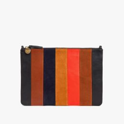 Clare V. Flat Clutch w Tabs Suede/Nappa Rustic Patchwork