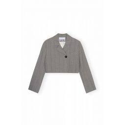 Herringbone Suiting Short Blazer - Frost Gray