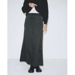 Stretch Satin Maxi Skirt - Black