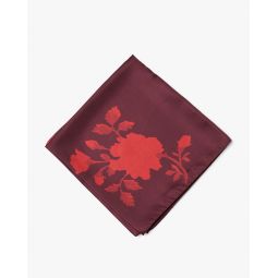 90cm Silk Scarf - Red Flower Print
