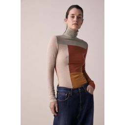 Wool Blend Lightweight Knit Turtleneck - Multi
