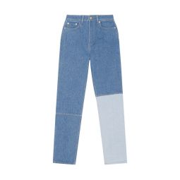 Cutline Patchwork Jeans - Medium Wash Denim