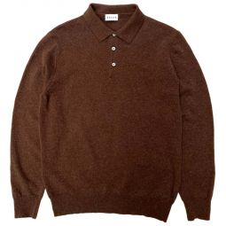 Rossi Knit Long-sleeved Wool Polo Shirt - Brown