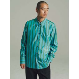 Viscose Silk Stripe Langston Shirt - Blue/Green