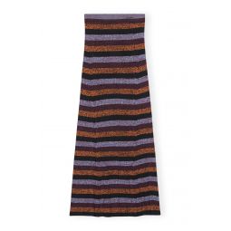Striped Merino Rib Knit Maxi Skirt - Multicolour