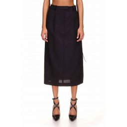 Wool Tailored Lace-Up Skirt