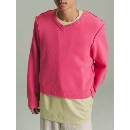 Wool Frankenstein V Neck Sweater - Pink