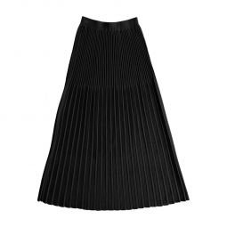 Knit Pleated Midi Skirt- Black