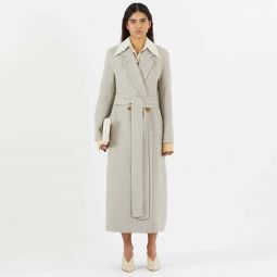 Gracie Coat - Wool Blend Herringbone Beige