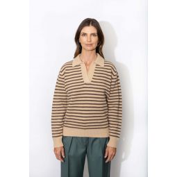 Lucian Stripe Sweater - Biscuit/Heather Brown