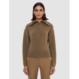 Half-Zip Brushed Cashmere Sweater - Hickory