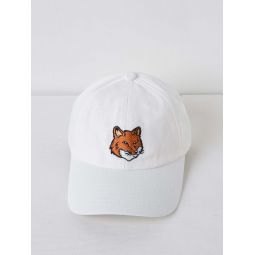 LARGE FOX HEAD EMBROIDERY 6P CAP - WHITE