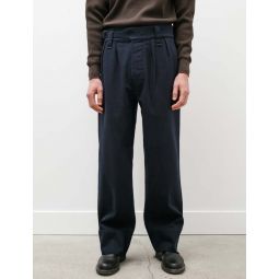 Cotton Wool Drill Side Cinch Trouser - Ink