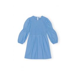 Cotton Poplin Mini Smock Dress - Silver Lake Blue