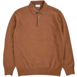 Rossi Knit Long-sleeved Wool Polo Shirt - Camel