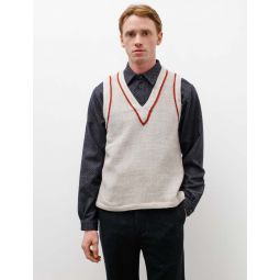 Wool Vest - Light Grey Red