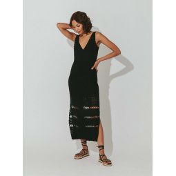 Diah Crochet Midi Dress - Black