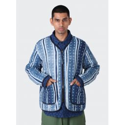 Amar Quilted Liner Jacket - Indigo Shibori