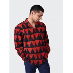 Ronen Long Sleeve Shirt - Red Triangle Block Print