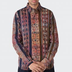 Ryan Long Sleeve Corduroy Shirt - Tapestry Block Print
