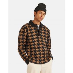 Mohair Houndstooth Rugby Shirt - Tan/Brown