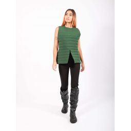 Quilted Sleeveless Top in Forest Green by Dawei