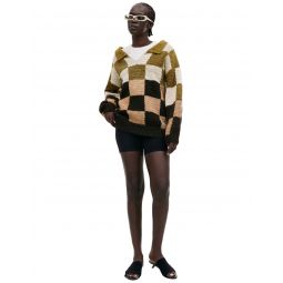 Wool Knitted Check Sweater - Multicolor